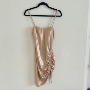 Elegant Rose Gold Ruched Dress
